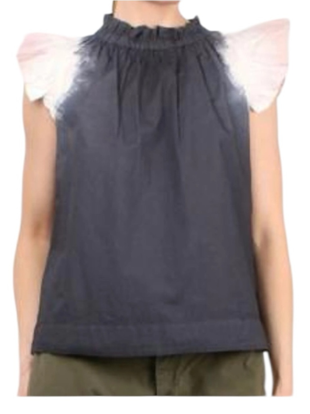 Sea New York Zelda Dip Dye Top in charcoal and pink with flutter sleeves 6